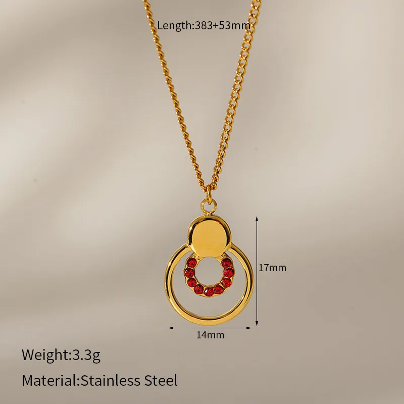 Ruby Halo Necklace For Women - 18K Gold Plated