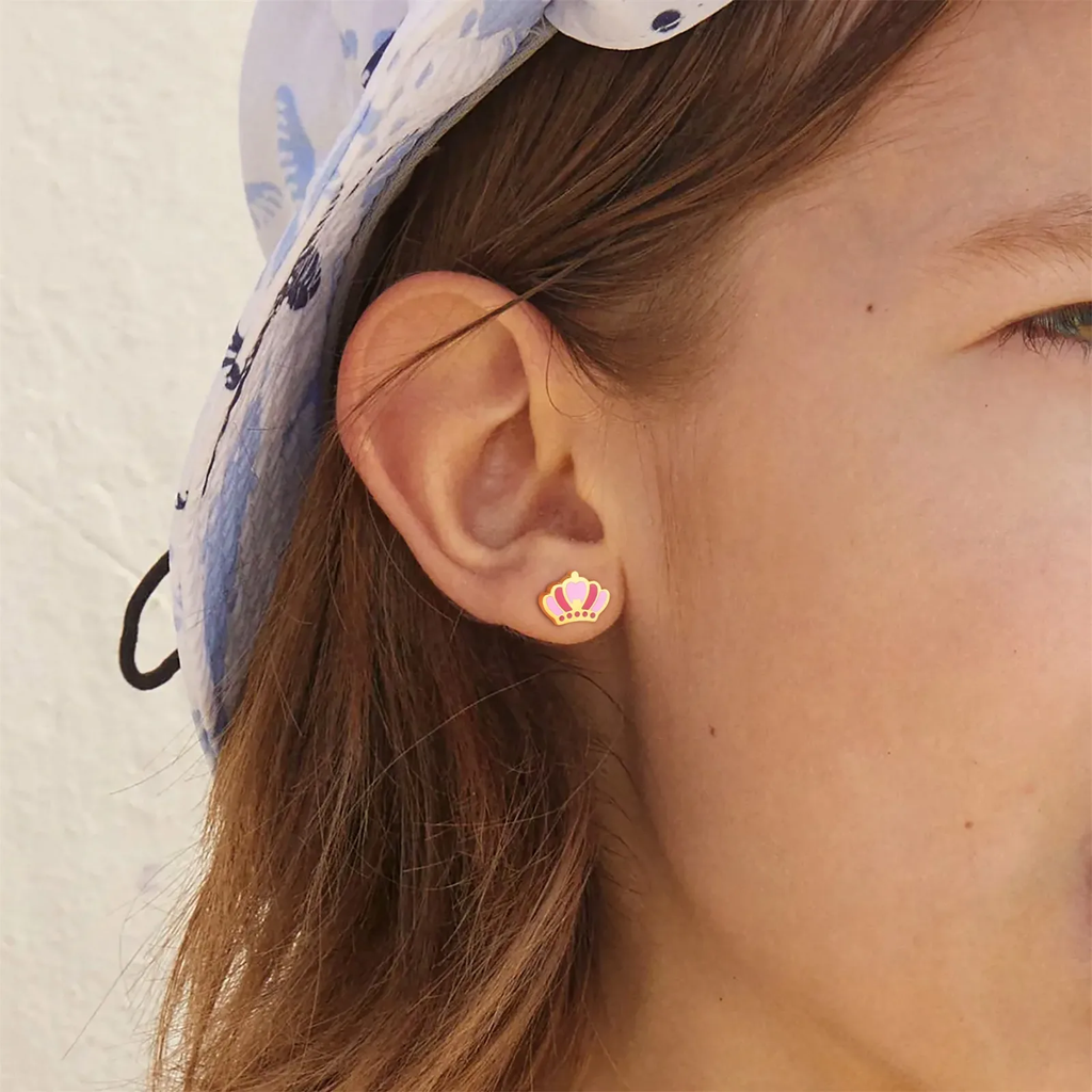 Crown Charm Kids Ear Studs