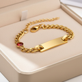 Red Sparkling Stone Bracelet For Kids - 18K Gold Plated