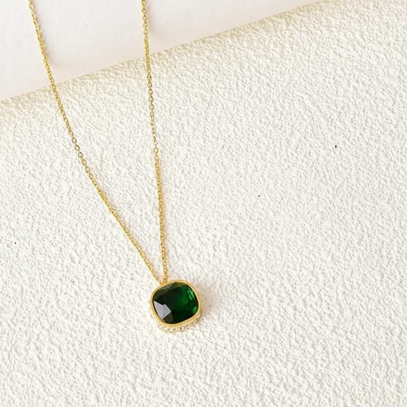 Emerald Aura Necklace For Women - 18K Gold Plated