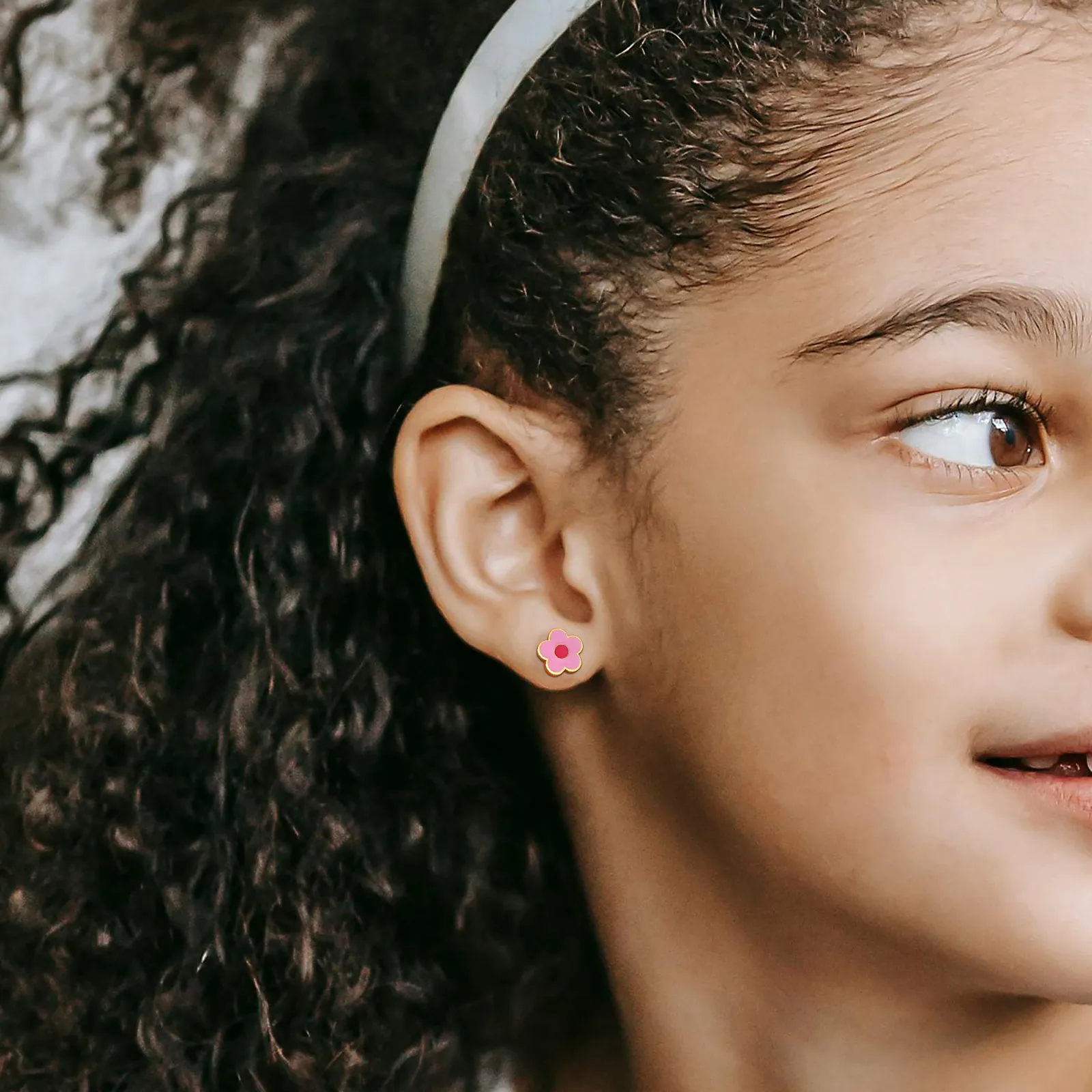 Flower Charm Kids Ear Studs