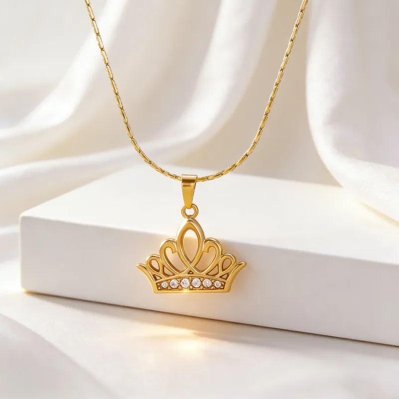 Royal Crown Necklace For Women - 18K Gold Plated