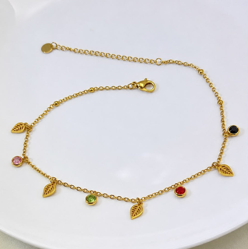 Willow Leaf Anklet For Kids - 18K Gold Plated
