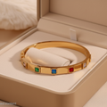 Elite Facet-Stone Bangle For Women - 18K Gold Plated