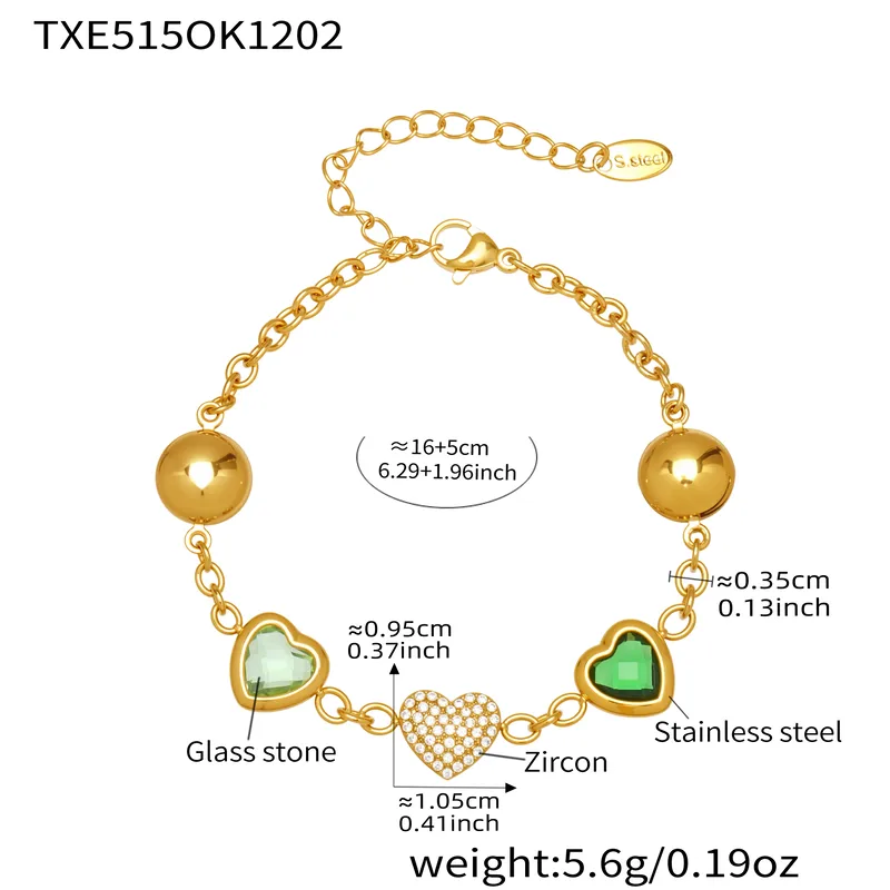 Mystic Jade Heart Bracelet For Women - 18K Gold Plated