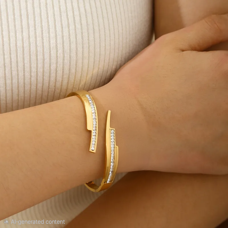 Seraphine Crystal Bangle For Women - 18K Gold Plated