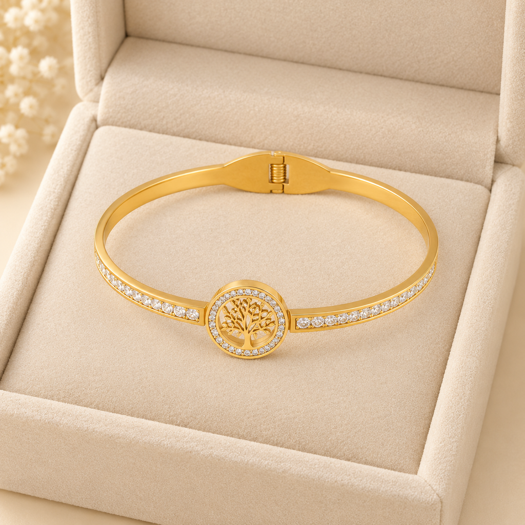 Caspar Vane Bangle for Women - 18K Gold Plated