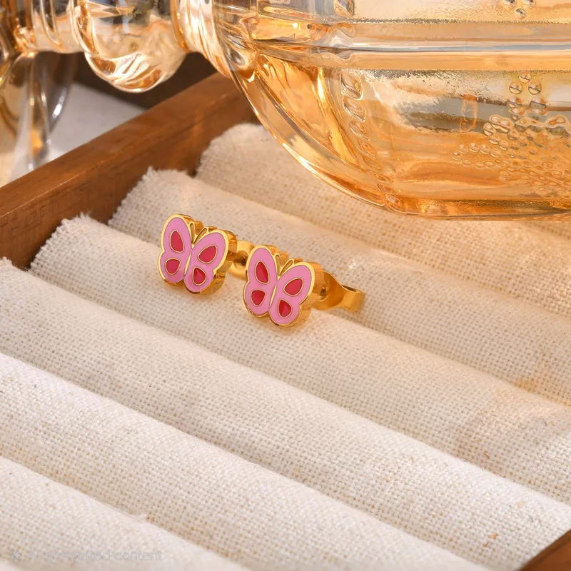 Butterfly Charm Kids Ear Studs