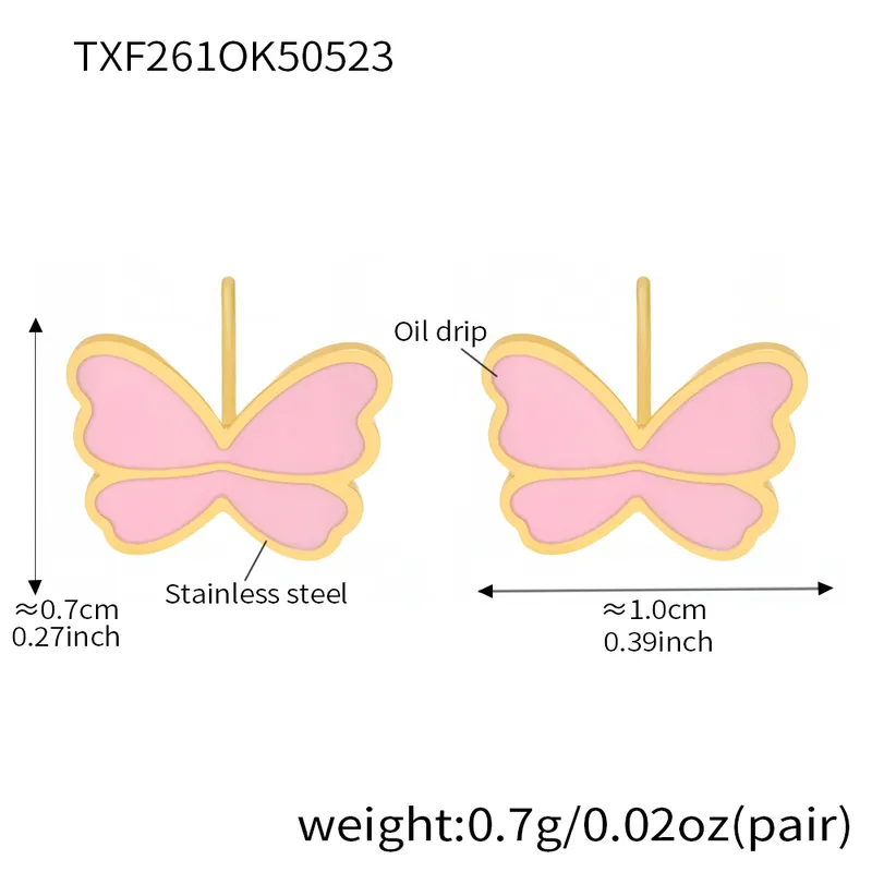Rosy Wings Ear Studs For Kids - 18K Gold Plated