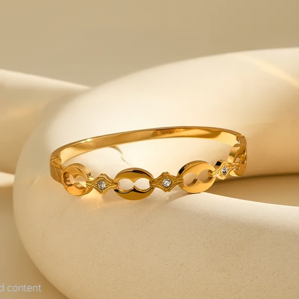 Nova Link Bangle for Women - 18K Gold Plated