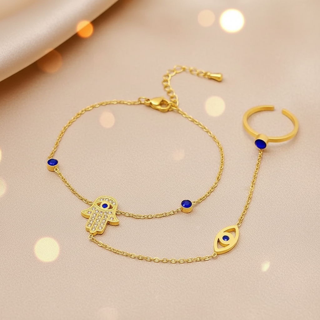 Opulence Eye Hand Chain For Women - 18K Gold Plated