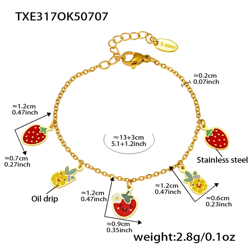 Premium Fruity Charm Kids Jewelry Combo - 18K Gold Plated