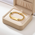 Green Sparkling Stone Bracelet For Kids - 18K Gold Plated