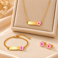 Golden Bloom Bar Full Set Jewelry For Kids - 18K Gold Plated