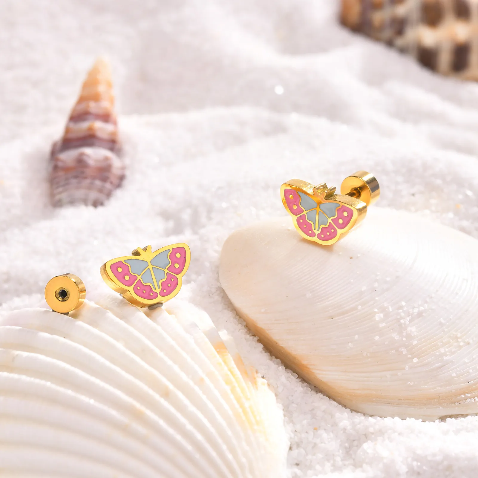 Bella Flutter Ear Studs For Kids - 18K Gold Plated