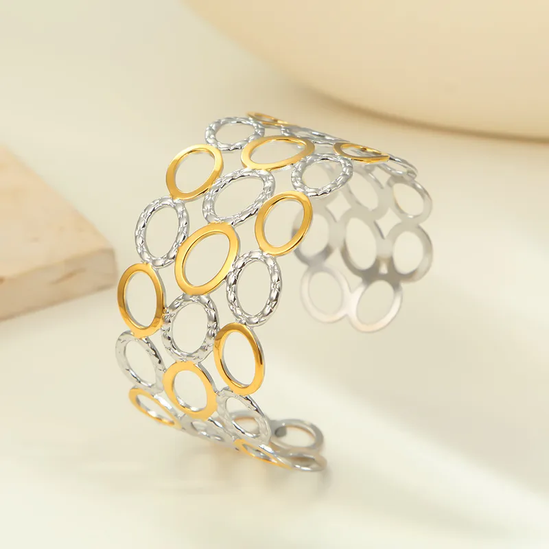 Orbis Aurea Cuff Bangle for Women - 18K Gold Plates