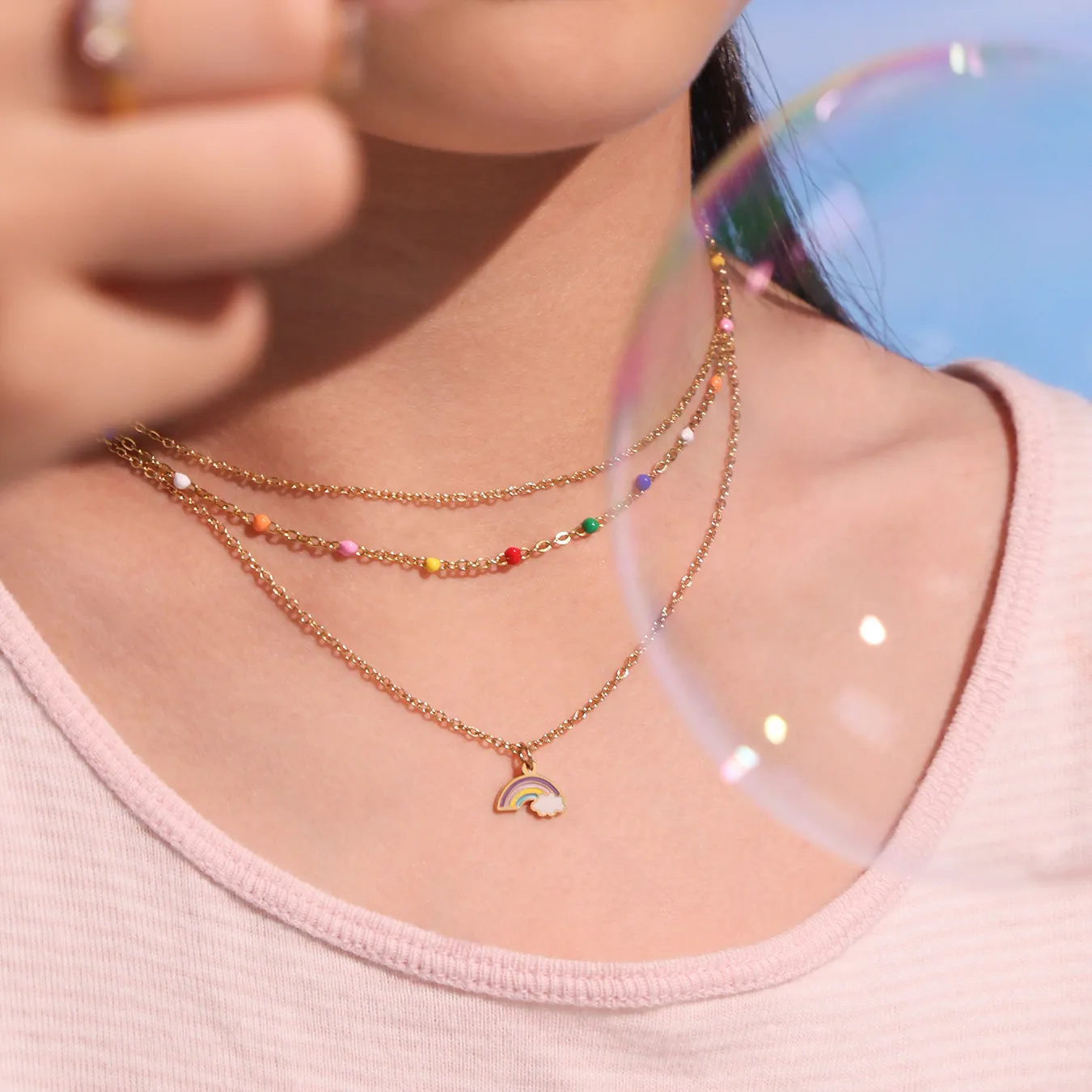 Rainbow Dream Necklace For Kids - 18K Gold Plated