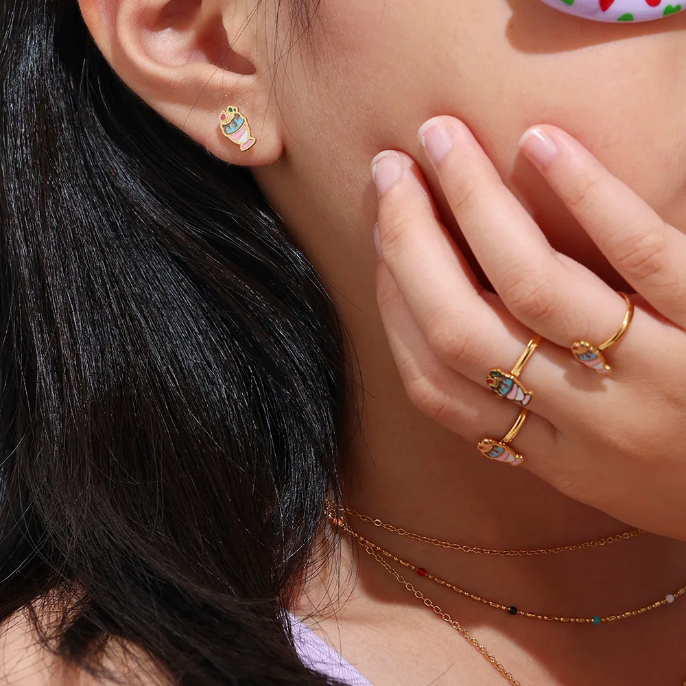 Frosty Sundae Earrings for Kids - 18K Gold Plated