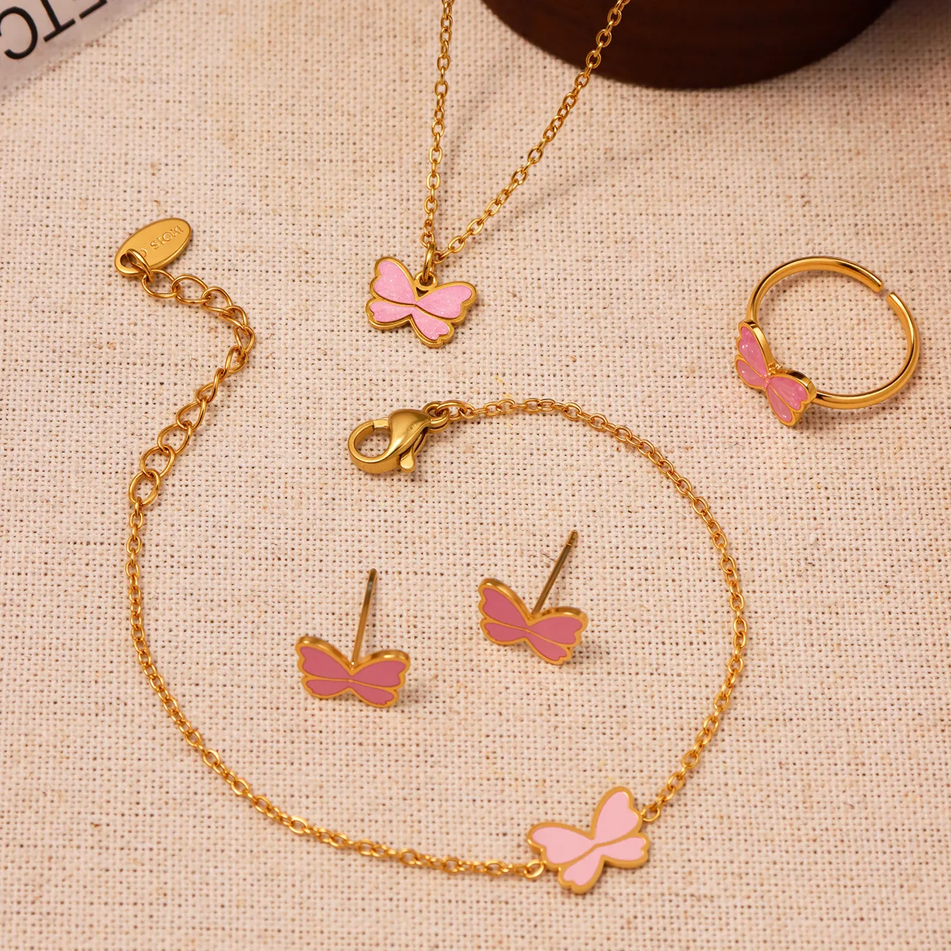 Rosy Wings Full Set Jewelry For Kids - 18K Gold Plated