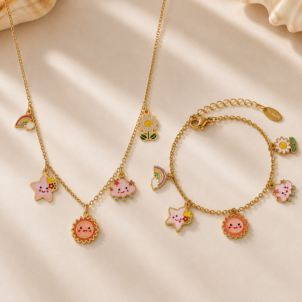 Sunny Bloom  Jewelry Set For Kids - 18K Gold Plated