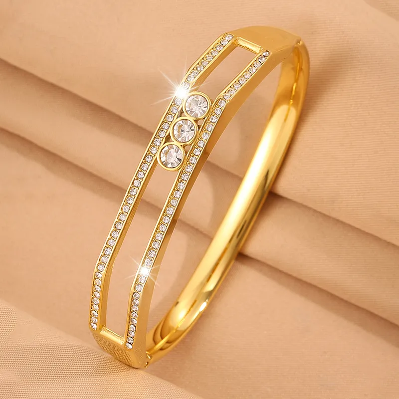 Isla Crystal Bangle for Women - 18K Gold Plated