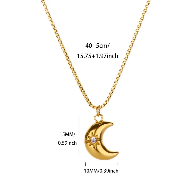 Luna Star Necklace For Women - 18K Gold Plated