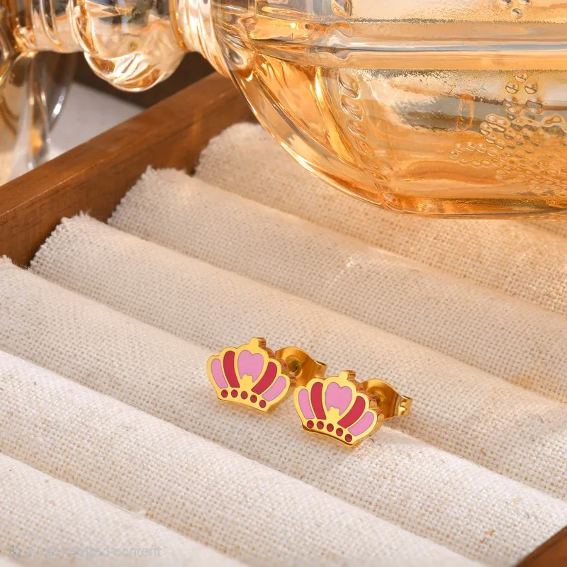 Crown Charm Kids Ear Studs