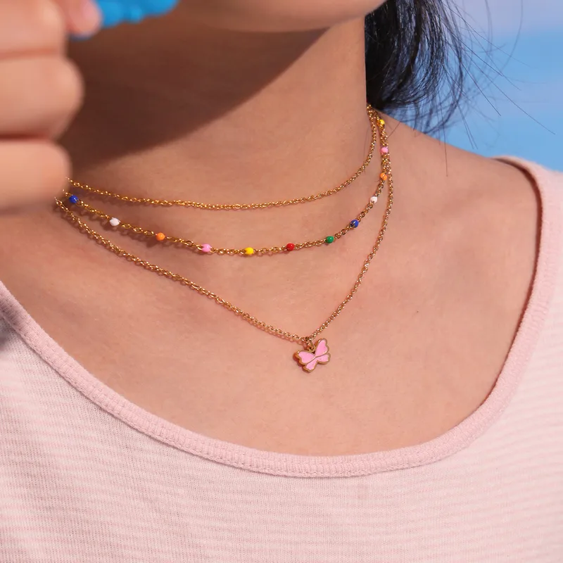 Rosy Wings Necklace For Kids - 18K Gold Plated