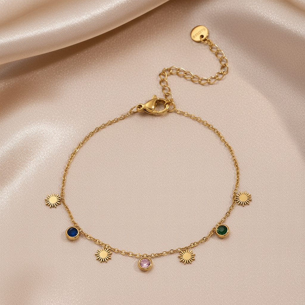 Sunbeam Charm Anklet For Kids - 18K Gold Plated