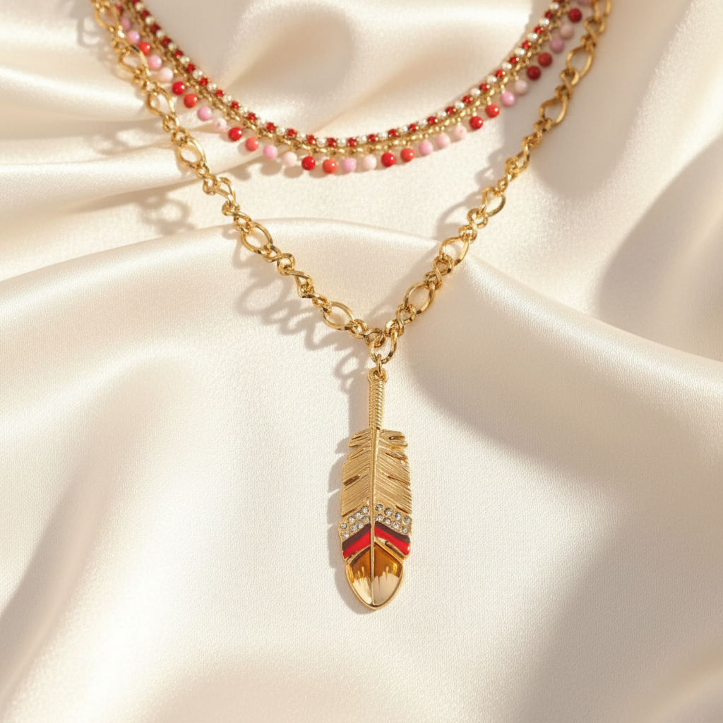 Nomad Feather Necklace For Women - 18K Gold Plated