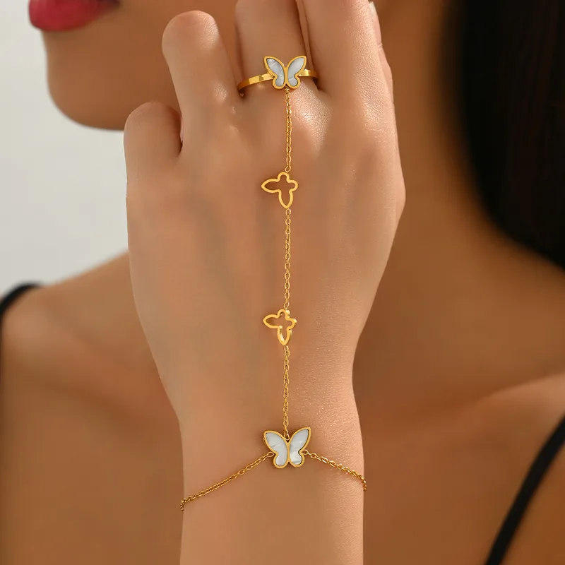 Alabaster Wing Hand Chain for Women - 18K Gold Plated