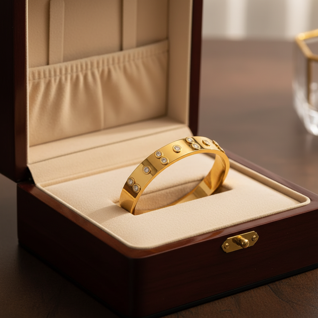 Eon Crystal Bangle For Women - 18K Gold Plated