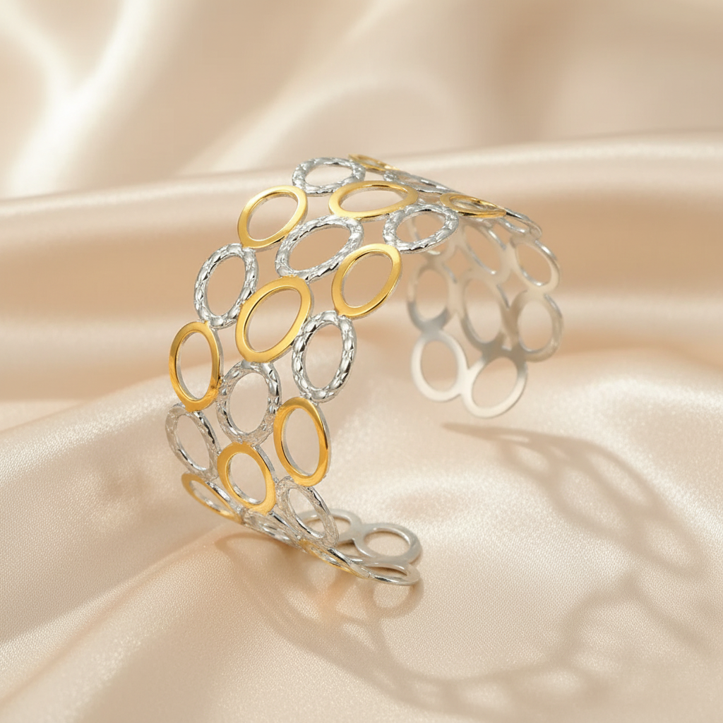 Orbis Aurea Cuff Bangle for Women - 18K Gold Plates