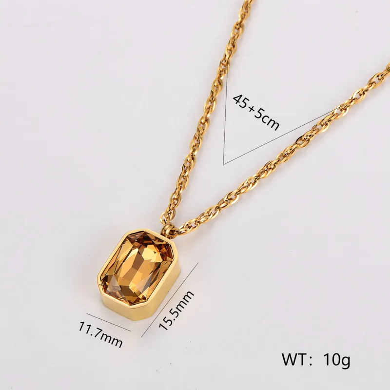 Amber Halo Necklace For Women - 18K Gold Plated