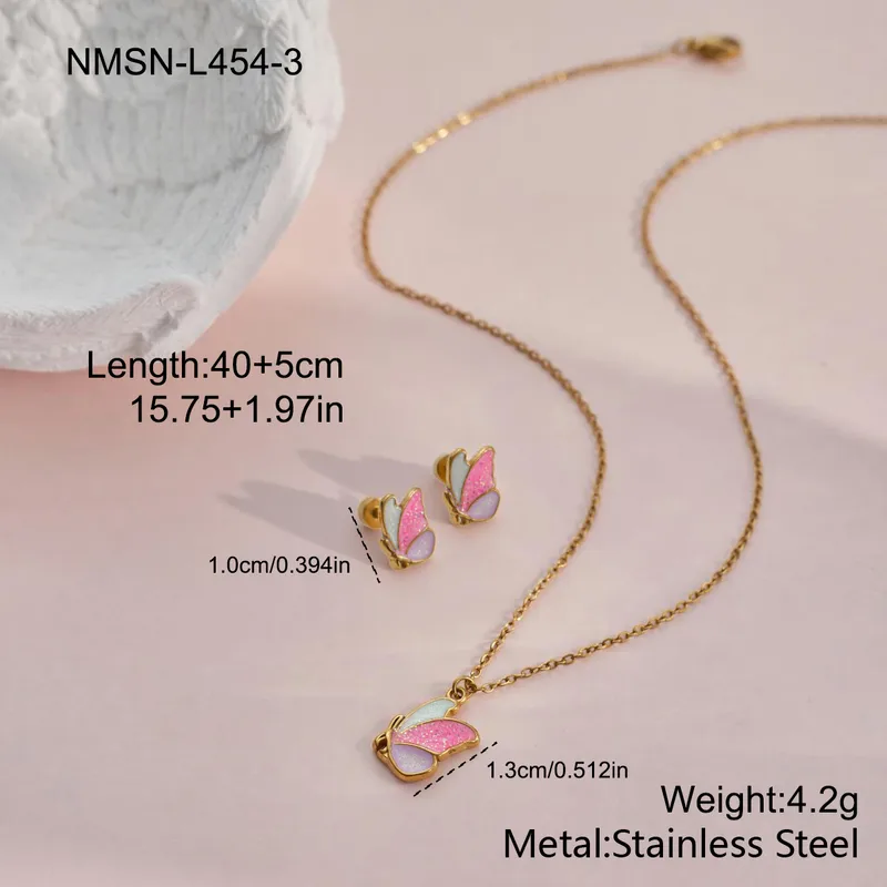 Glitter Wings Jewelry Set For Kids - 18K Gold Plated