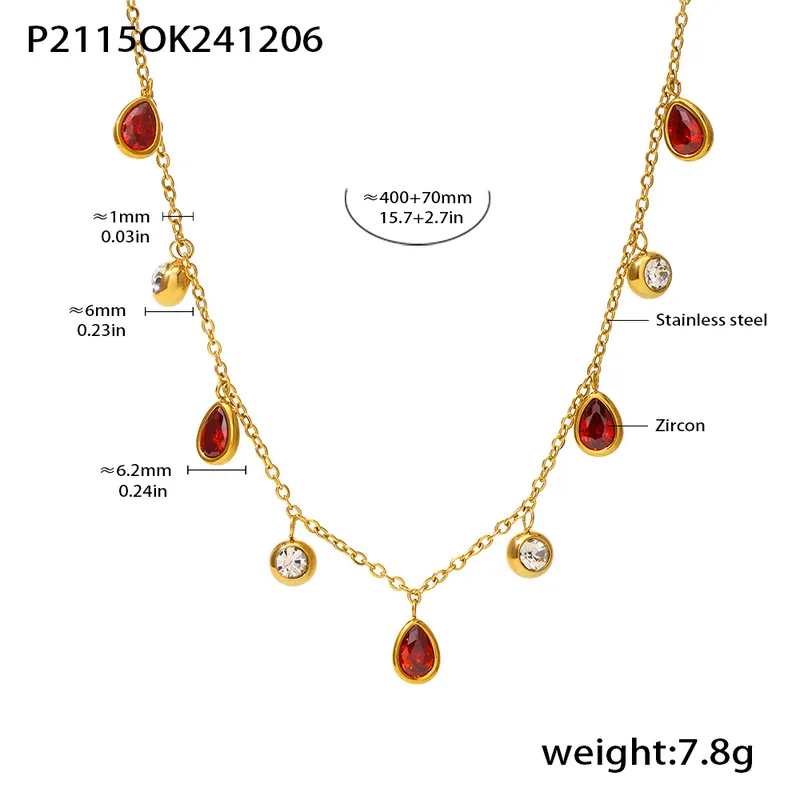 Red Midnight Drops Necklace for Women - 18K Gold Plated