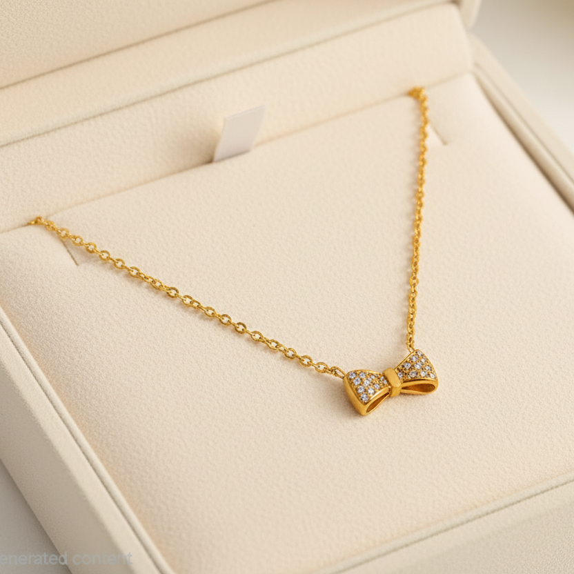 Velline Bow Necklace For Women - 18K Gold Plated