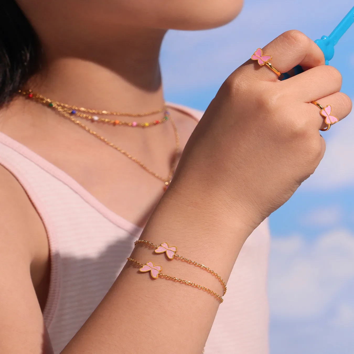 Rosy Wings Bracelet For Kids - 18K Gold Plated
