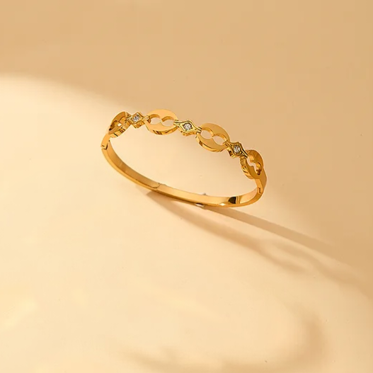 Nova Link Bangle for Women - 18K Gold Plated