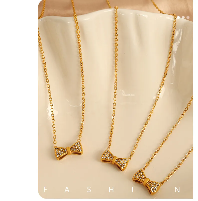 Velline Bow Necklace For Women - 18K Gold Plated