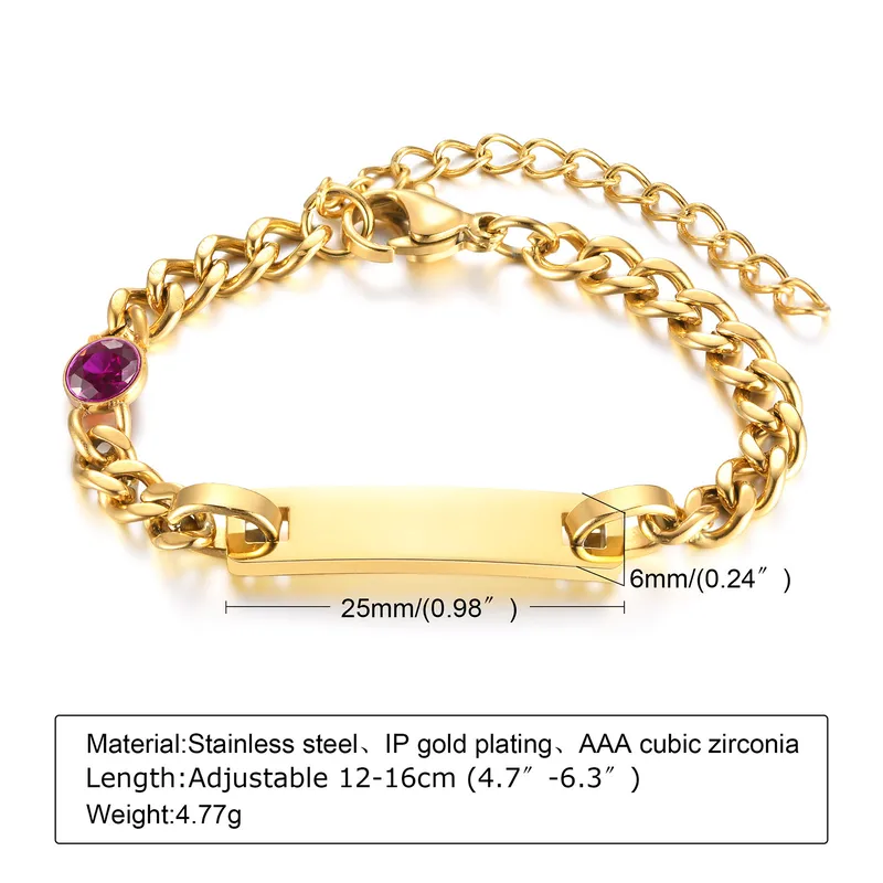 Pink Sparkling Stone Bracelet For Kids - 18K Gold Plated
