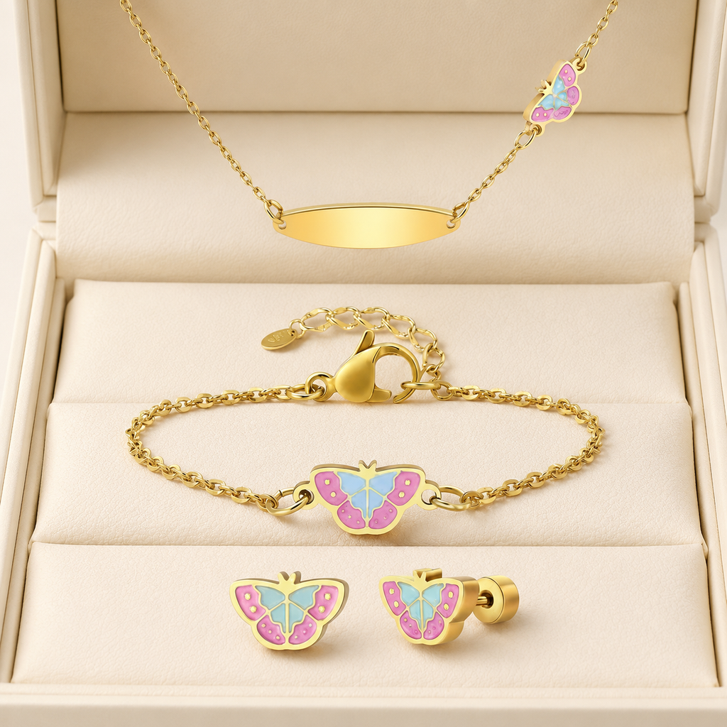 Bella Flutter Full Set Jewelry For Kids - 18K Gold Plated
