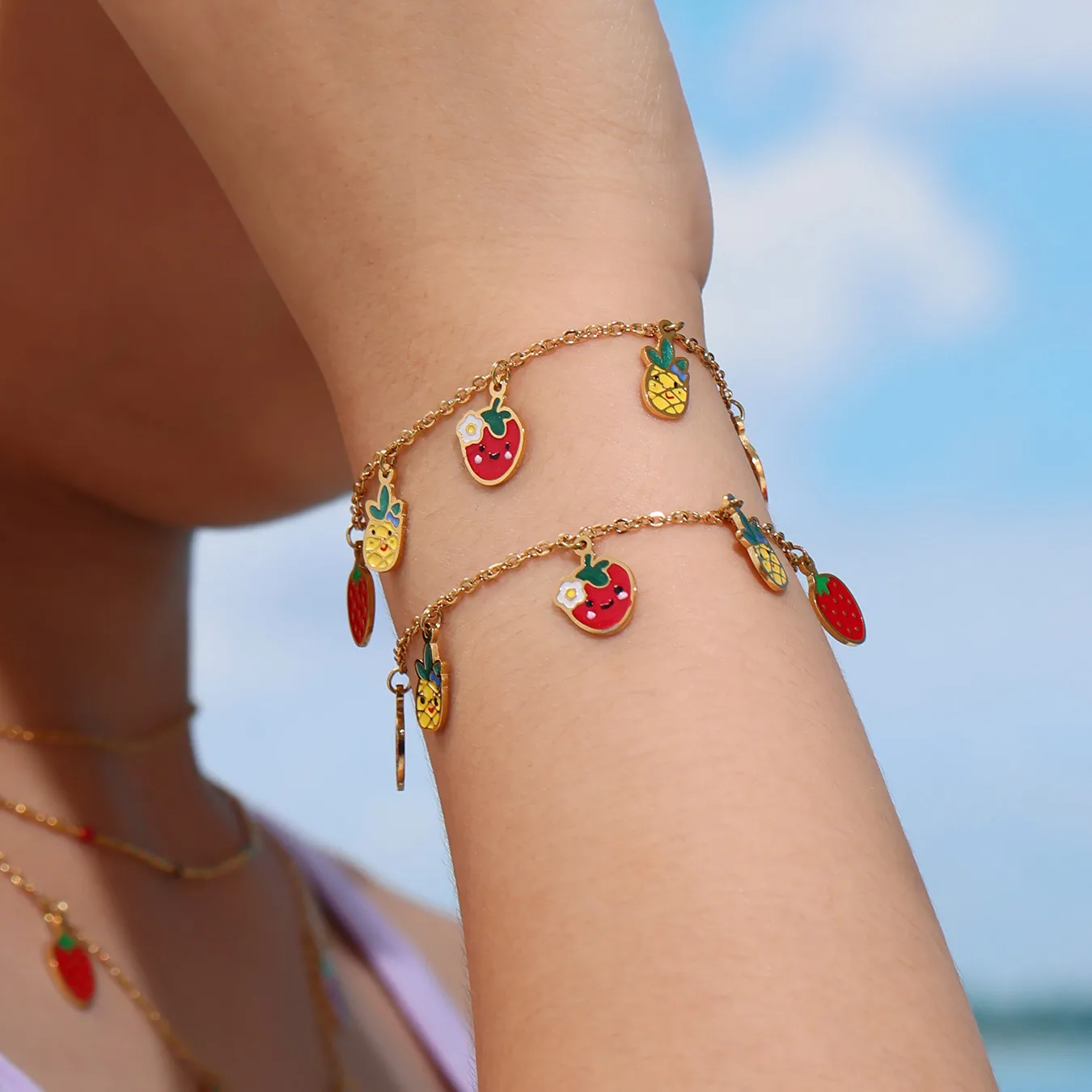 Premium Fruity Charm Kids Jewelry Combo - 18K Gold Plated