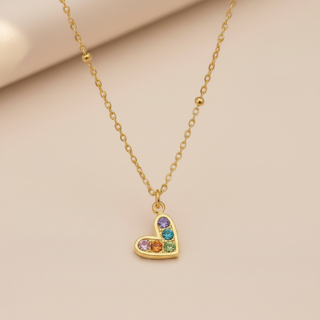 Kaleido-Heart Necklace for Women - 18K Gold Plated