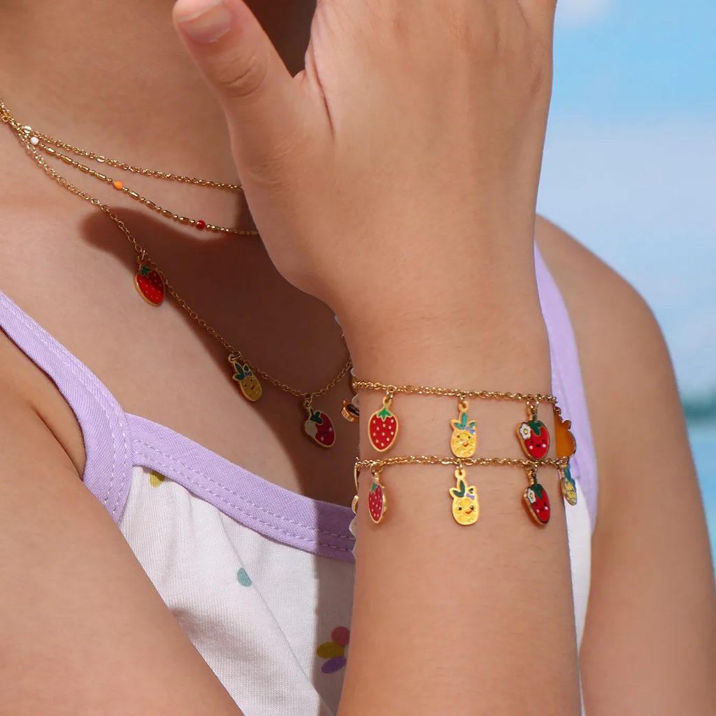 Premium Fruity Charm Kids Jewelry Combo - 18K Gold Plated