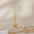 Ruby Halo Necklace For Women - 18K Gold Plated