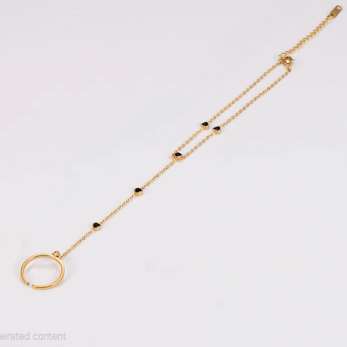 Midnight Heart Hand Chain For Women - 18K Gold Plated