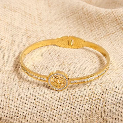 Caspar Vane Bangle for Women - 18K Gold Plated