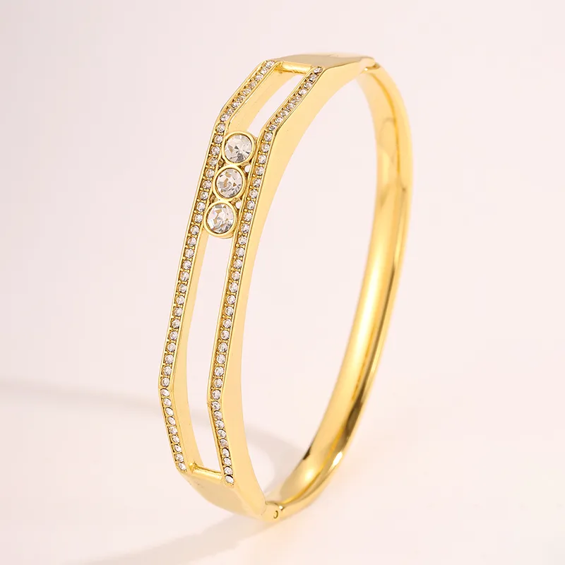 Isla Crystal Bangle for Women - 18K Gold Plated