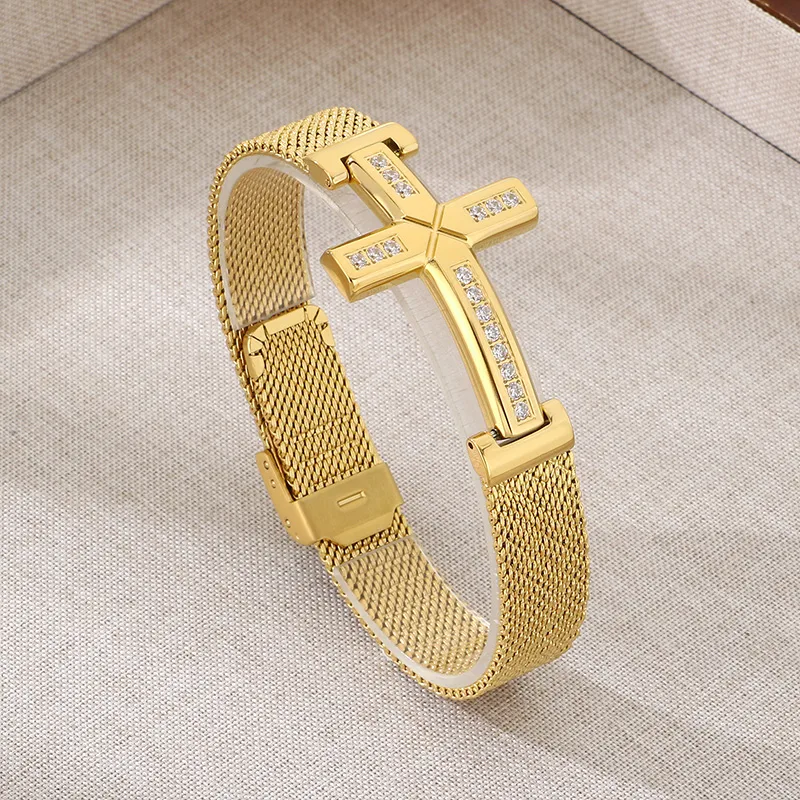 Divina Cross Bracelet For Women - 18K Gold Plated